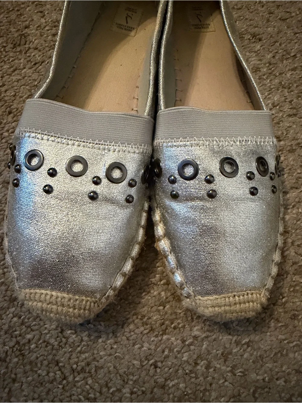 Women's Vera Wang Silver Studded Espadrille Flats